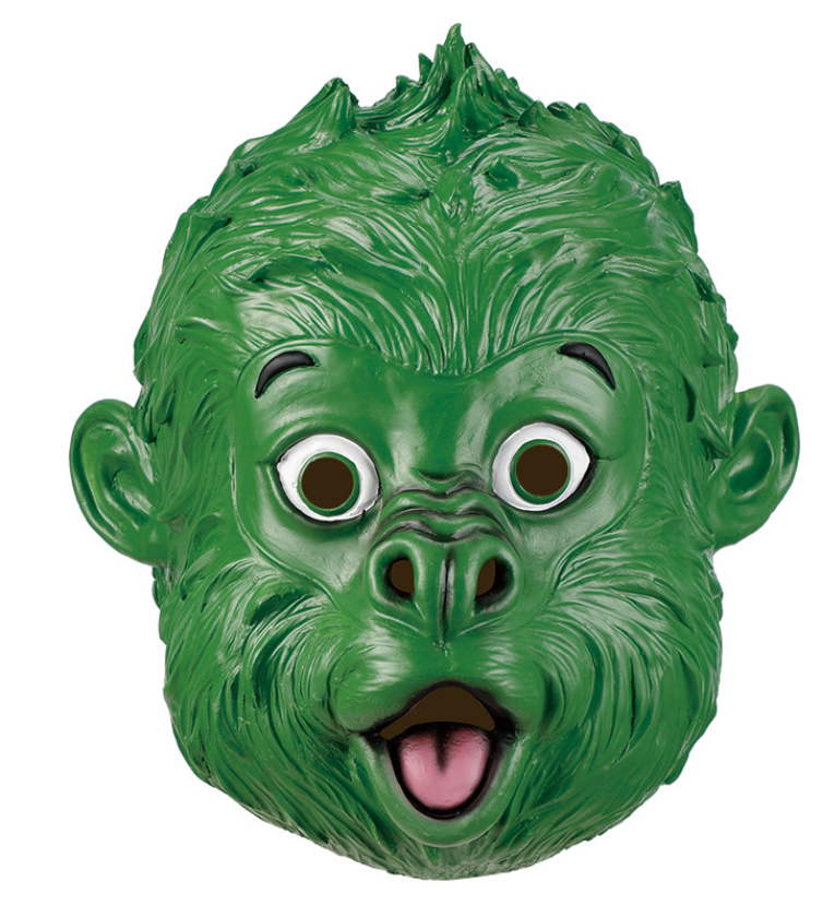 Green Monkey Latex Mask Funny Full Head Ape Mask for Halloween Cosplay Party