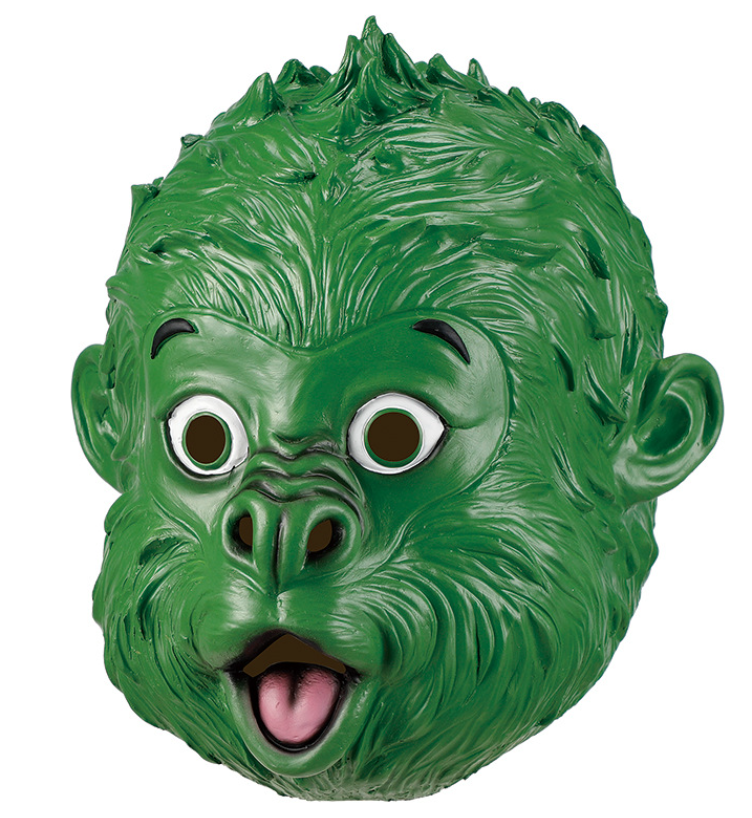 Green Monkey Latex Mask Funny Full Head Ape Mask for Halloween Cosplay Party