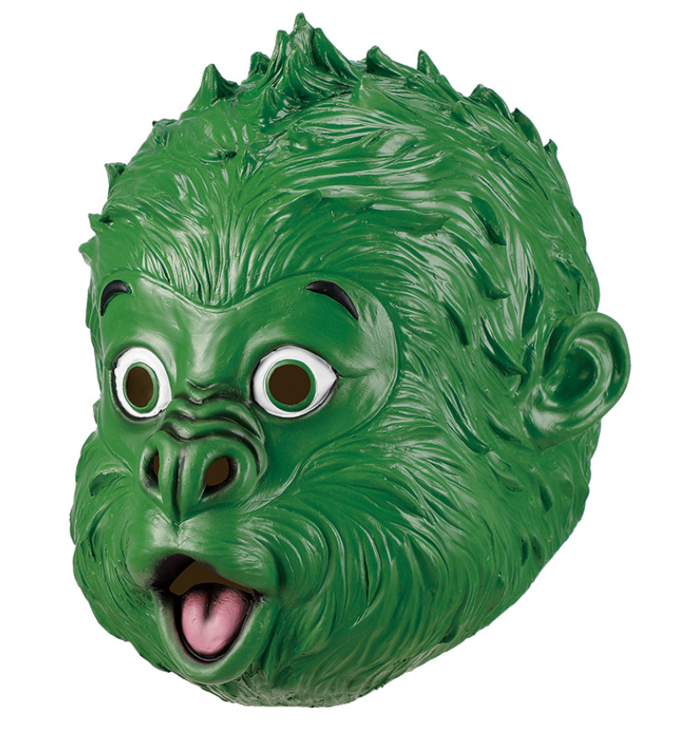 Green Monkey Latex Mask Funny Full Head Ape Mask for Halloween Cosplay Party