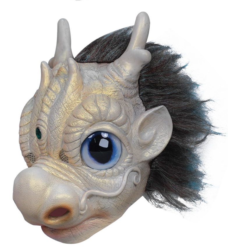 Cute Chinese Dragon Latex Mask Full Head Oriental Dragon Cosplay Mask Halloween Costume