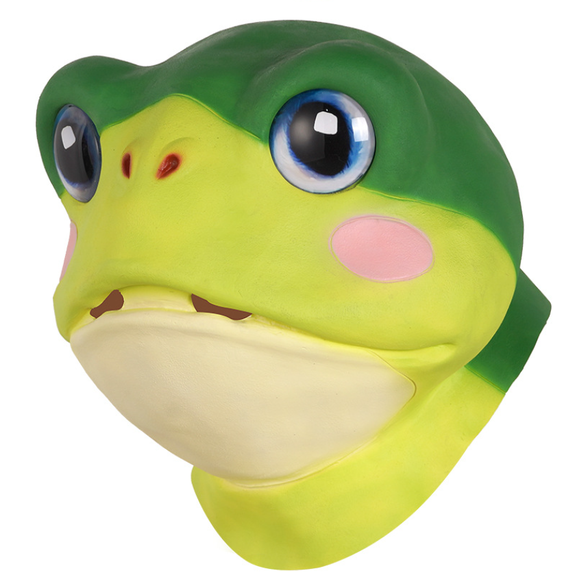 Cute Frog Latex Full Head Mask Cartoon Animal Mask Halloween Cosplay Party Costume