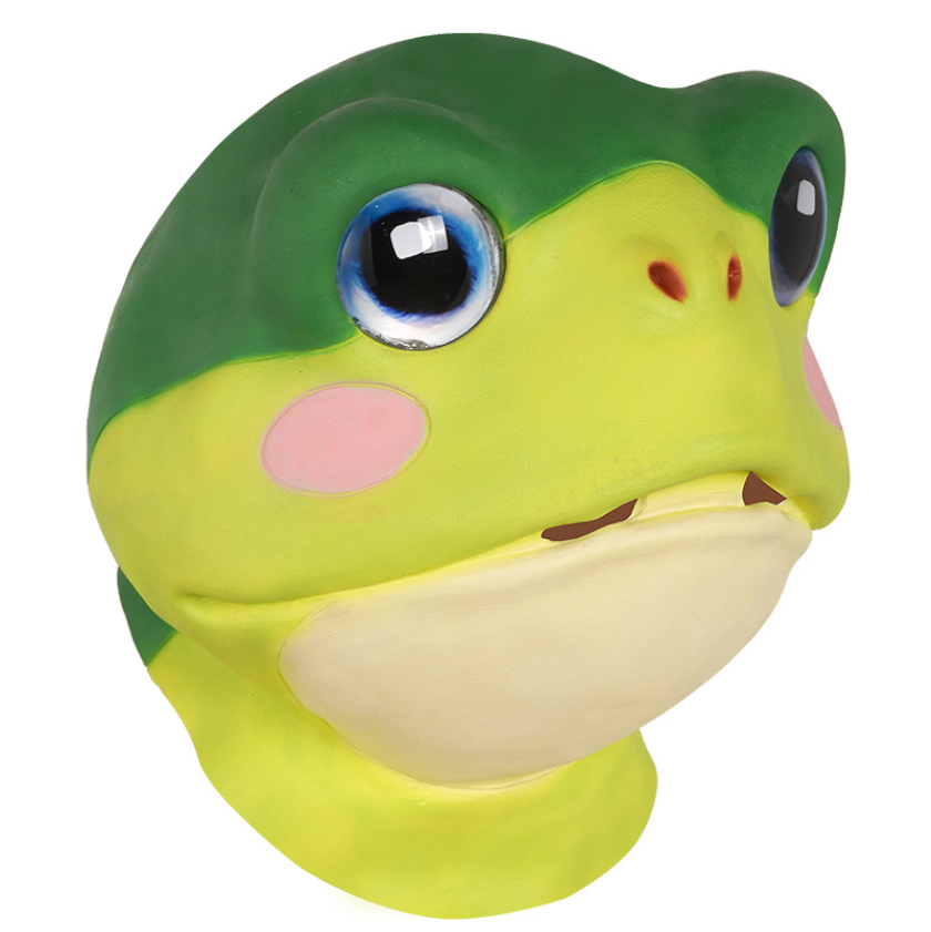 Cute Frog Latex Full Head Mask Cartoon Animal Mask Halloween Cosplay Party Costume