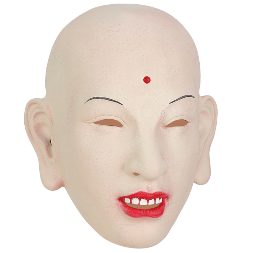 Bald Monk Latex Mask with Red Bindi Journey to the West Tang Sanzang Cosplay Mask