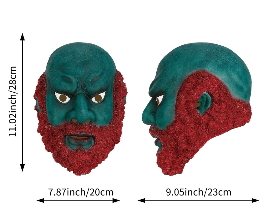 Sha Wujing Green Face Red Beard Latex Mask Journey to the West Cosplay Mask