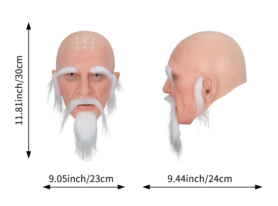 Tang Sanzang Monk Latex Mask White Beard Journey to the West Cosplay Mask