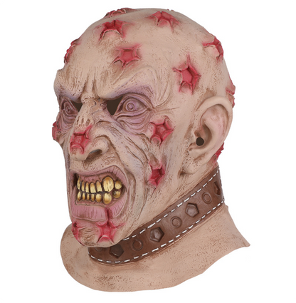 Scary Bloody Wound Zombie Latex Mask Full Head Gold Teeth Collar Monster Halloween Cosplay Prop