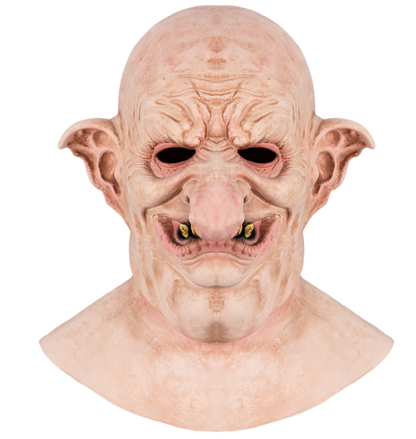 Goblin Old Troll Latex Mask Full Head Pointed Ears Gold Teeth Horror Halloween Cosplay Costume Prop