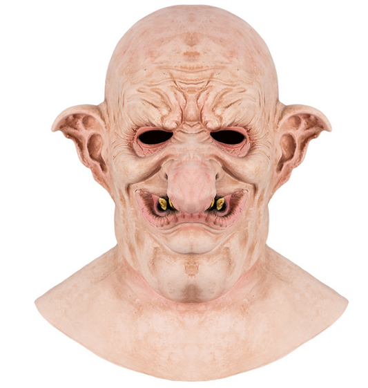 Goblin Old Troll Latex Mask Full Head Pointed Ears Gold Teeth Horror Halloween Cosplay Costume Prop