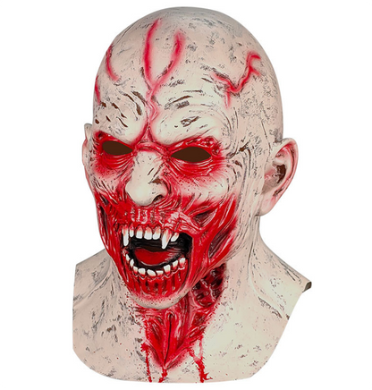 Bloody Vampire Fangs Latex Mask Full Head Scary Blood Vein Demon Halloween Horror Cosplay Prop