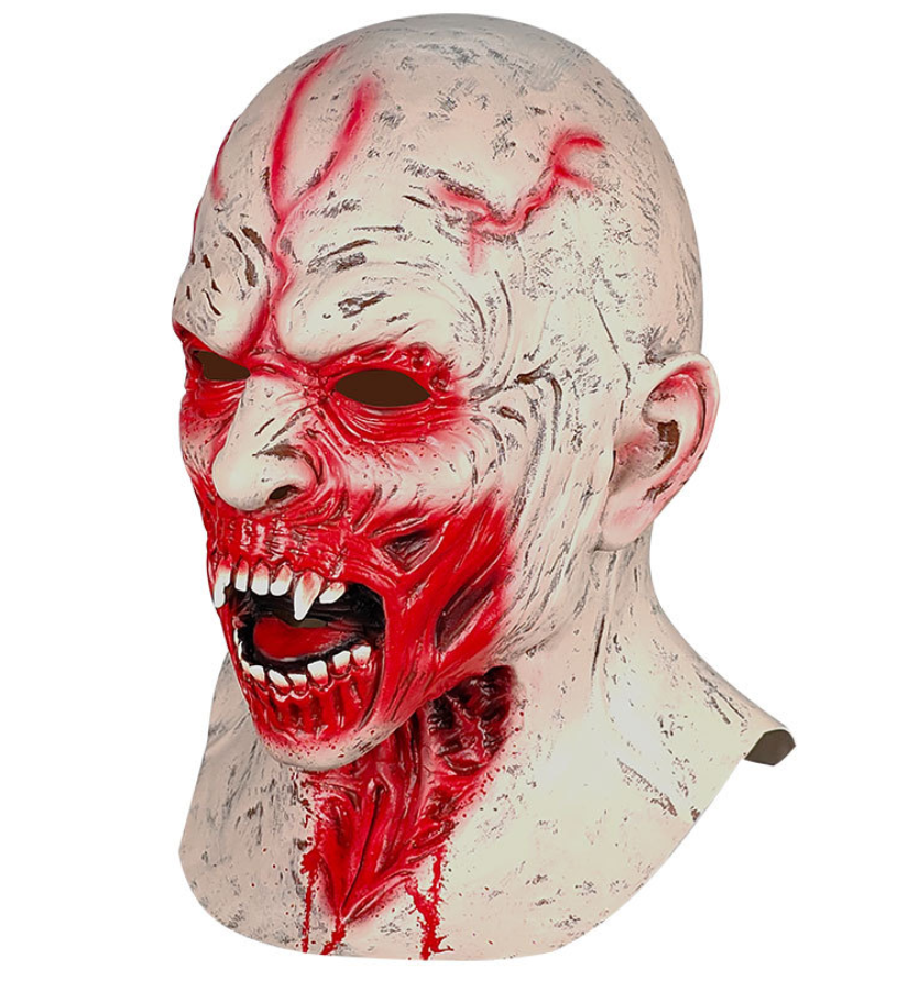 Bloody Vampire Fangs Latex Mask Full Head Scary Blood Vein Demon Halloween Horror Cosplay Prop