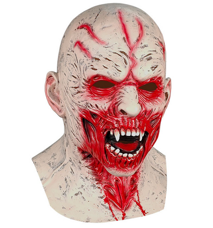 Bloody Vampire Fangs Latex Mask Full Head Scary Blood Vein Demon Halloween Horror Cosplay Prop
