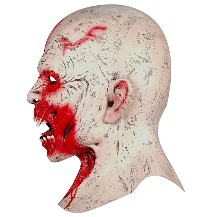 Bloody Vampire Fangs Latex Mask Full Head Scary Blood Vein Demon Halloween Horror Cosplay Prop