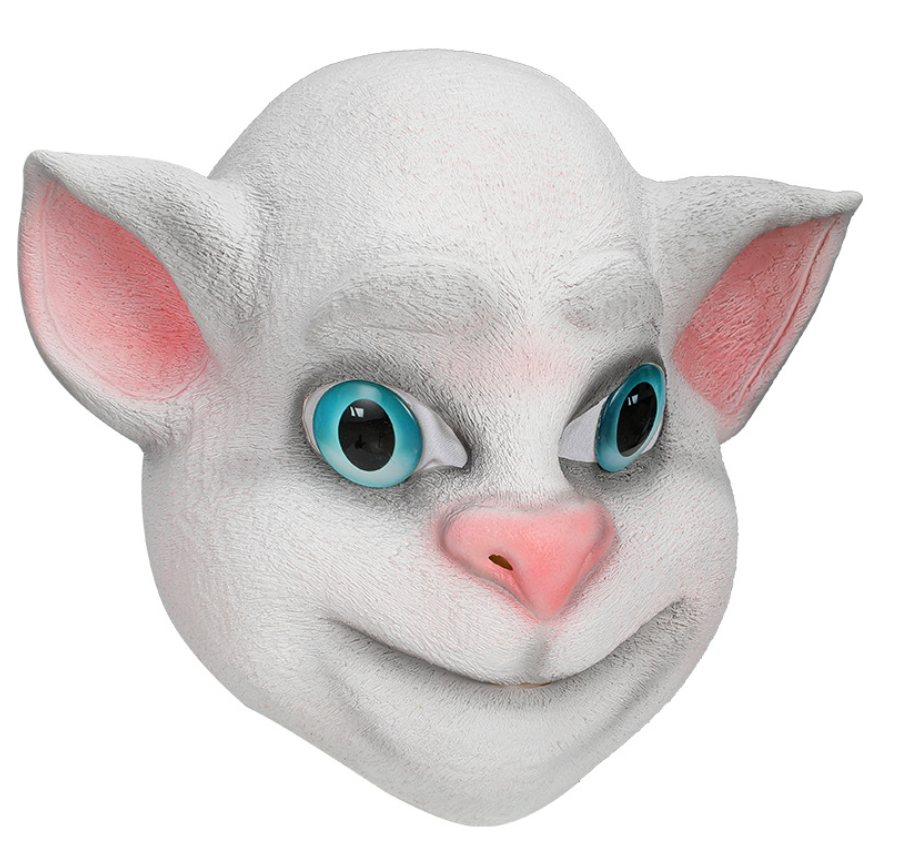 Cute Cartoon Cat Latex Mask Full Head Animal Mask Halloween Party Cosplay Fancy Dress Prop