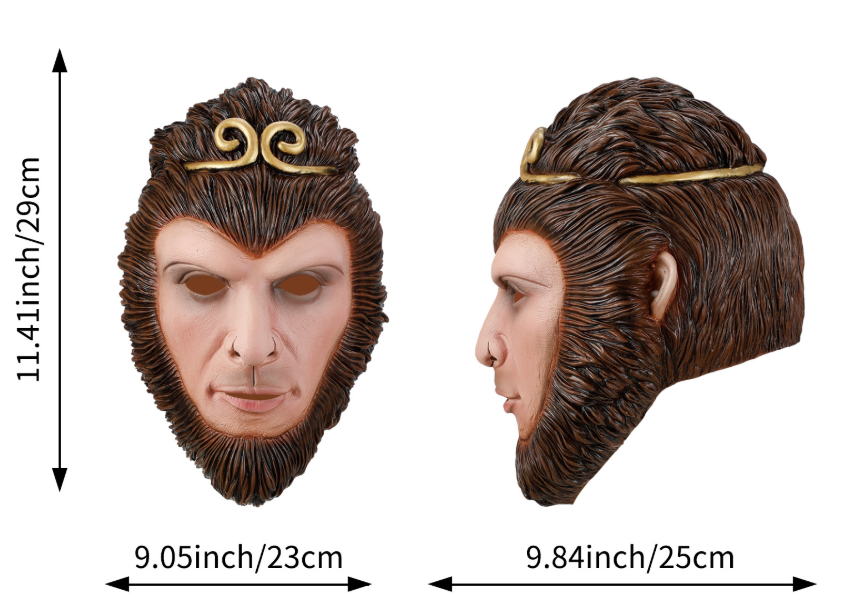 Sun Wukong Monkey King Latex Mask, Journey to the West Monkey Full Head Mask Halloween Cosplay Prop