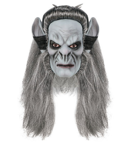 Gray Hair Vampire Monster Latex Full Head Mask, Scary Demon Mask Halloween Cosplay Costume Prop