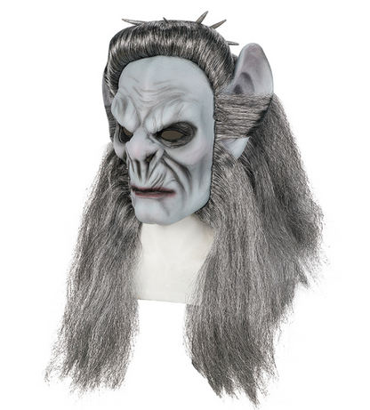 Gray Hair Vampire Monster Latex Full Head Mask, Scary Demon Mask Halloween Cosplay Costume Prop
