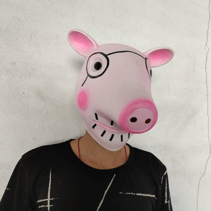 Masquerade Halloween Latex Pink Peppa Pig Mask Prank Party Cosplay Costume Props