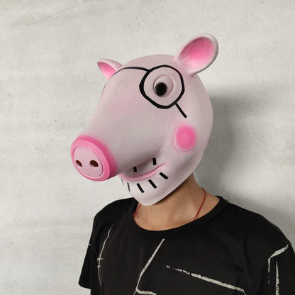 Masquerade Halloween Latex Pink Peppa Pig Mask Prank Party Cosplay Costume Props