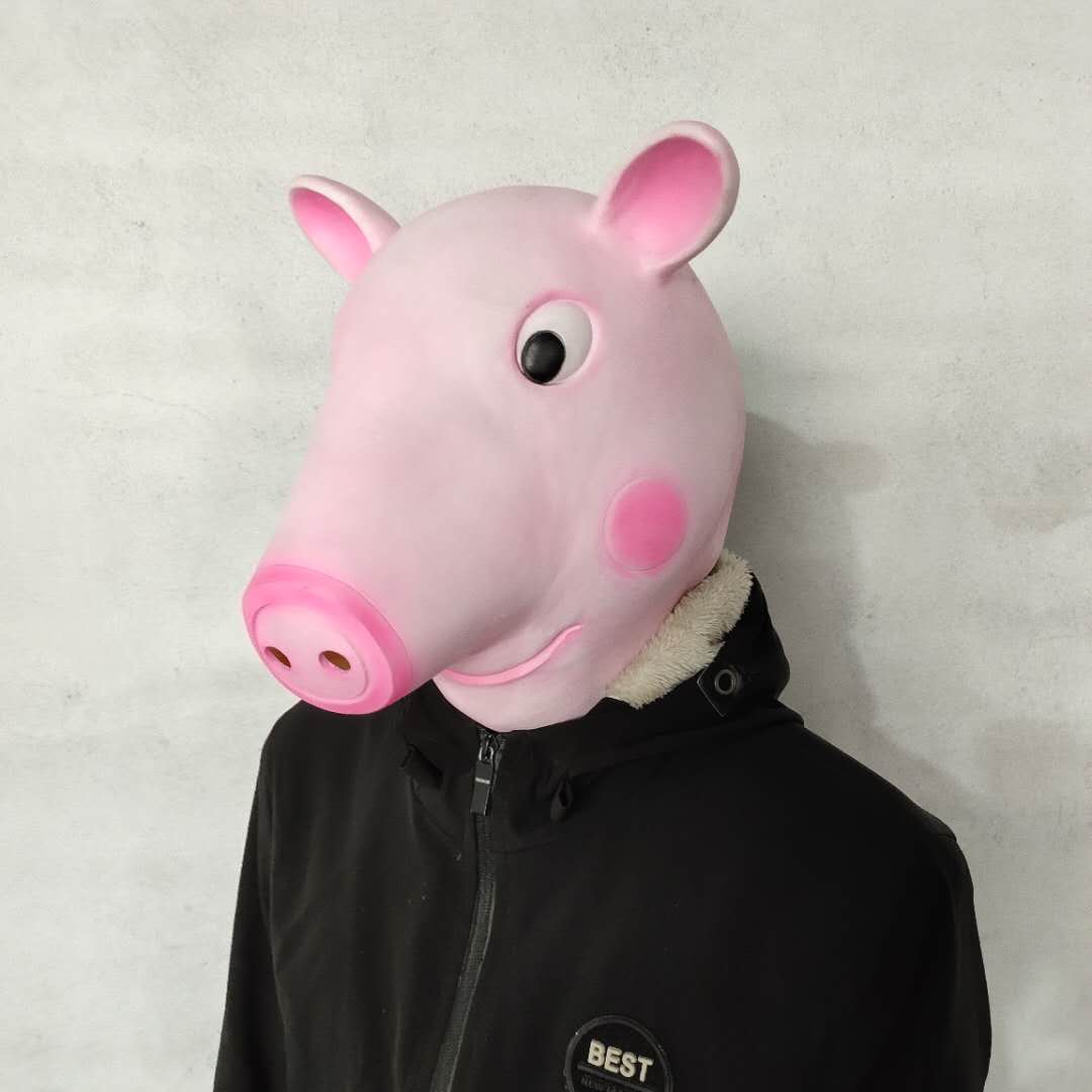 Masquerade Halloween Latex Pink Peppa Pig Mask Prank Party Cosplay Costume Props