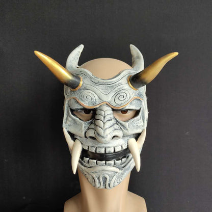 Red Prajna cosplay face mask Japanese Demon Samurai Halloween ball Performance Props