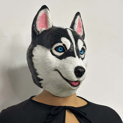 Husky Dog Head Halloween Cosplay Mask Soft Latex Helmet Masks Props