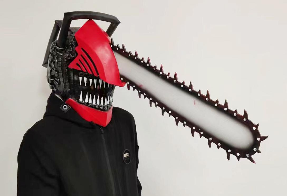Mascarade Halloween effrayant tronçonneuse homme tête complète masque en latex
