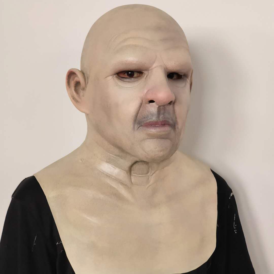 Realistic Old Man Full Head Latex Mask for Movie Cosplay Halloween Props