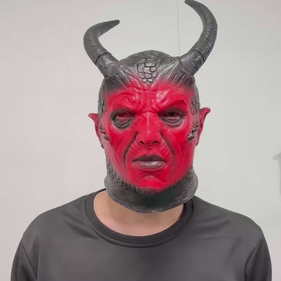 Red Demon Warrior Latex Mask