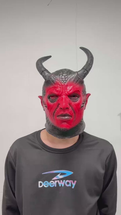 Red Demon Warrior Latex Mask