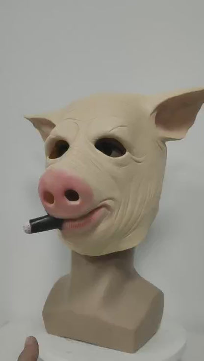 The Smooking Pig Latex Mask Halloween Full Head Party props