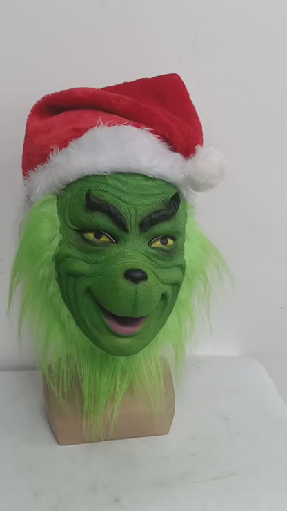 The Grinch Mask  Full Head Latex Xmas Christmas Cosplay Costume with hat