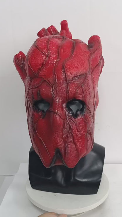 Red Heart Latex  Mask Halloween Scare Full Head Costumes