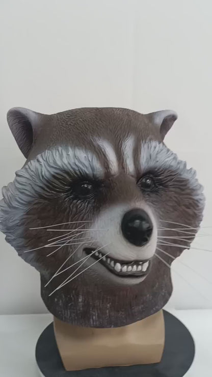 Plush Rocket Deluxe Raccoon Cosplay Full Head Latex  Mask